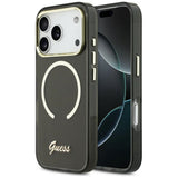 Guess IML Script Metal MagSafe Case til iPhone 17 Pro Max - sort