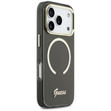 Guess IML Script Metal MagSafe Case til iPhone 17 Pro Max - sort