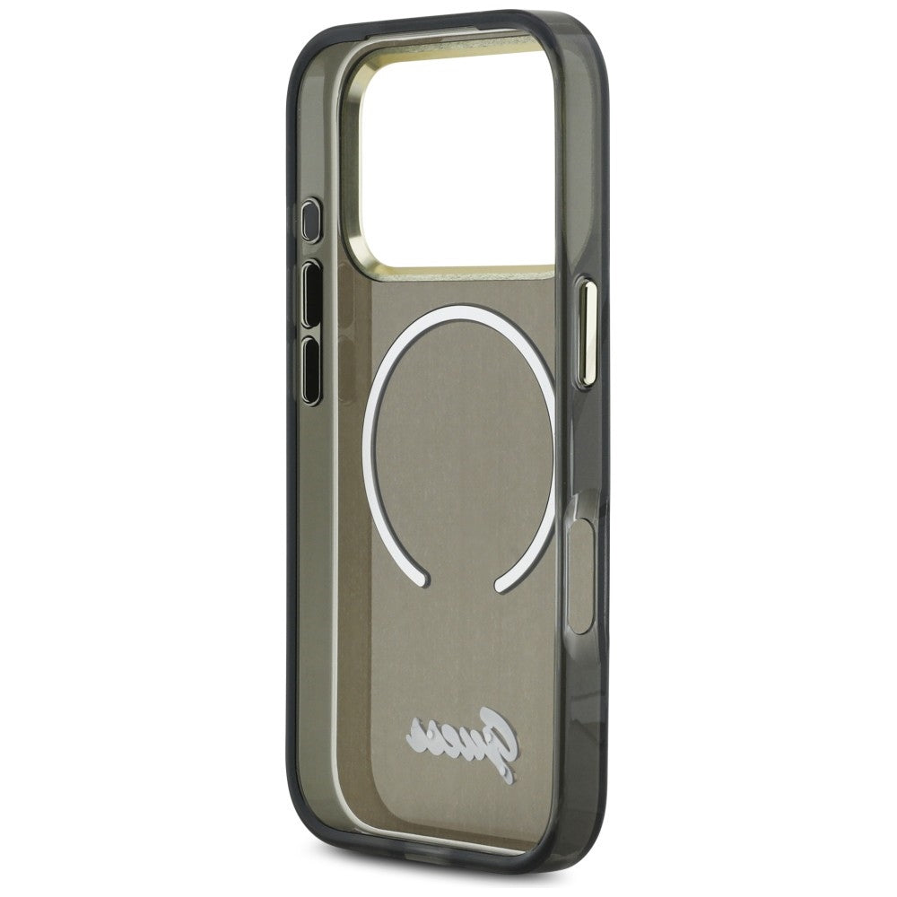 Guess IML Script Metal MagSafe Case til iPhone 17 Pro Max - sort