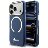 Guess IML Script Metal MagSafe Case til iPhone 17 Pro Max - Blå