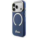 Guess IML Script Metal MagSafe Case til iPhone 17 Pro Max - Blå