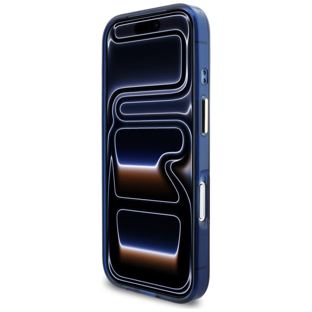 Guess IML Script Metal MagSafe Case til iPhone 17 Pro Max - Blå