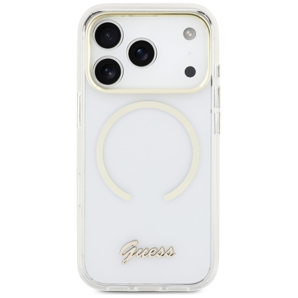 Guess IML Script Metal MagSafe Case til iPhone 17 Pro Max - klar