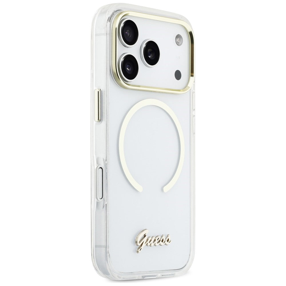 Guess IML Script Metal MagSafe Case til iPhone 17 Pro Max - klar
