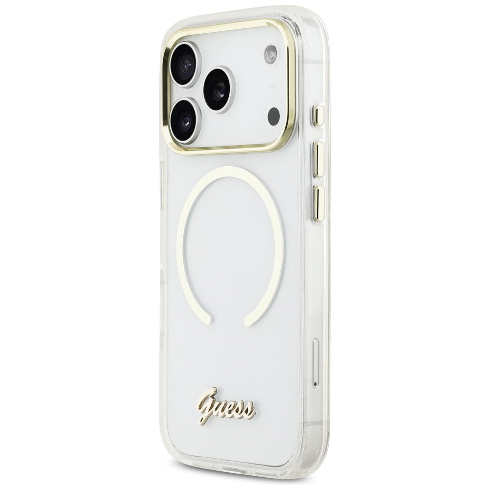 Guess IML Script Metal MagSafe Case til iPhone 17 Pro - klar