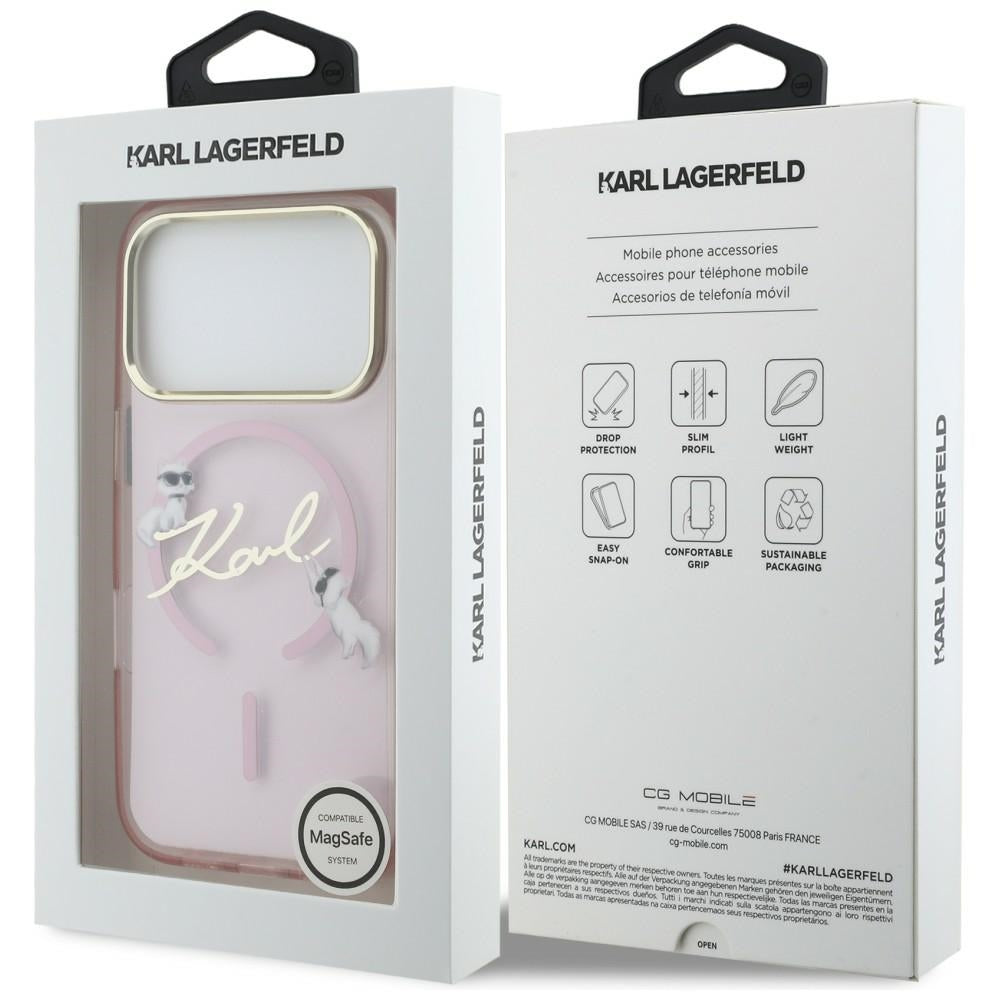 Karl Lagerfeld IML Choupettes Karl Script Logo MagSafe Case til iPhone 17 Pro Max - Pink