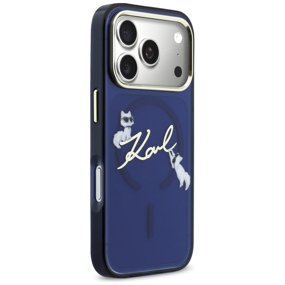 Karl Lagerfeld IML Choupettes Karl Script Logo MagSafe Case til iPhone 17 Pro - Blå