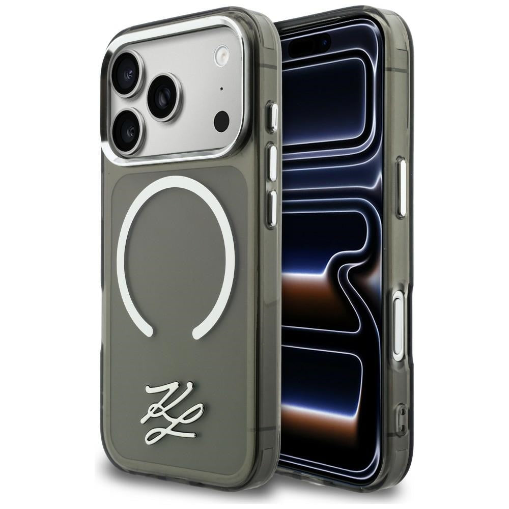 Karl Lagerfeld IML KL Script Logo MagSafe Case til iPhone 17 Pro - sort