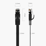 Orico PUG-C6B CAT6 1000Mbps RJ45 Ethernet Network Cable, Flat LAN, 15m, Black