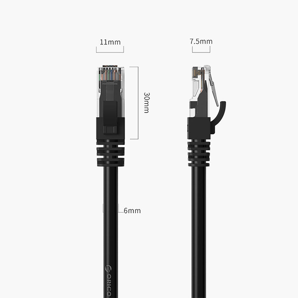 Orico PUG-C6 CAT6 1000Mbps RJ45 Ethernet Network Cable LAN Round 15m - Black