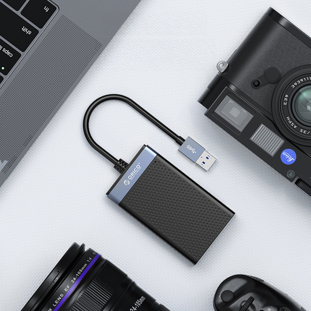 Orico CL4D-A3 USB-A 3.0 SD microSD CF MS 5 Gb/s Memory Card Reader - Black and Silver