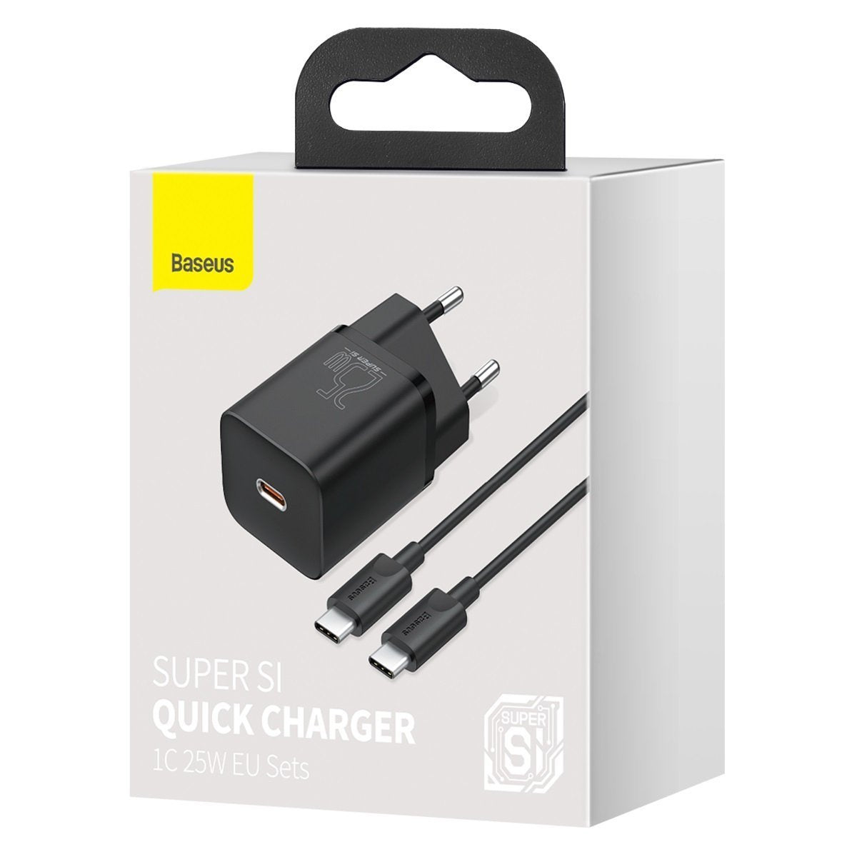 Baseus Super Si Quick Charger 1C 25W med USB-C kabel til USB-C 1m (sort)