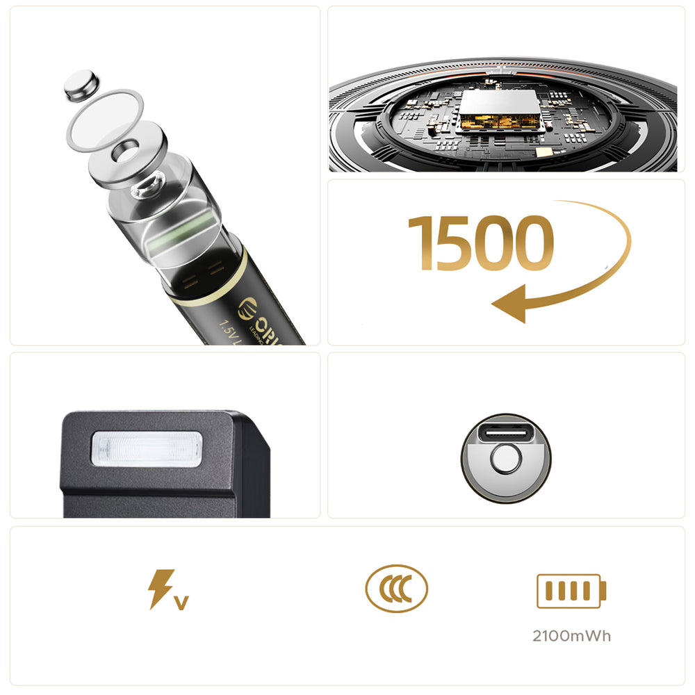 Orico Ener-G EG5C lithiumbatteri 1,5 V 2100mWh AA USB-C genopladeligt batteri 4 stykker.