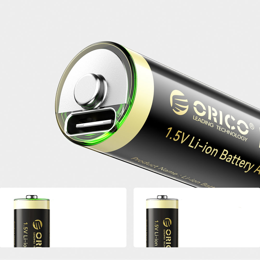 Orico Ener-G EG5C lithiumbatteri 1,5 V 2100mWh AA USB-C genopladeligt batteri 4 stykker.