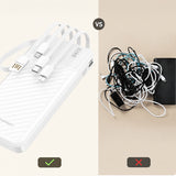 Wozinsky W11-W 10000mAh 10W Powerbank with Built-in Cables and Flashlight - White