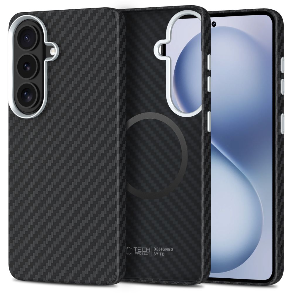 Tech-Protect Ion Carbon MagSafe Case til Samsung Galaxy S26 - sort og sølv