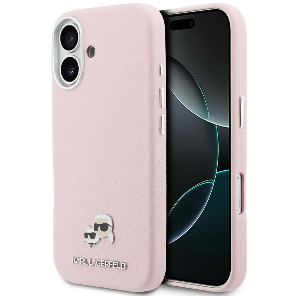 Karl Lagerfeld Karl & Choupette Head Pins Saffiano MagSafe Case til iPhone 17 - Pink