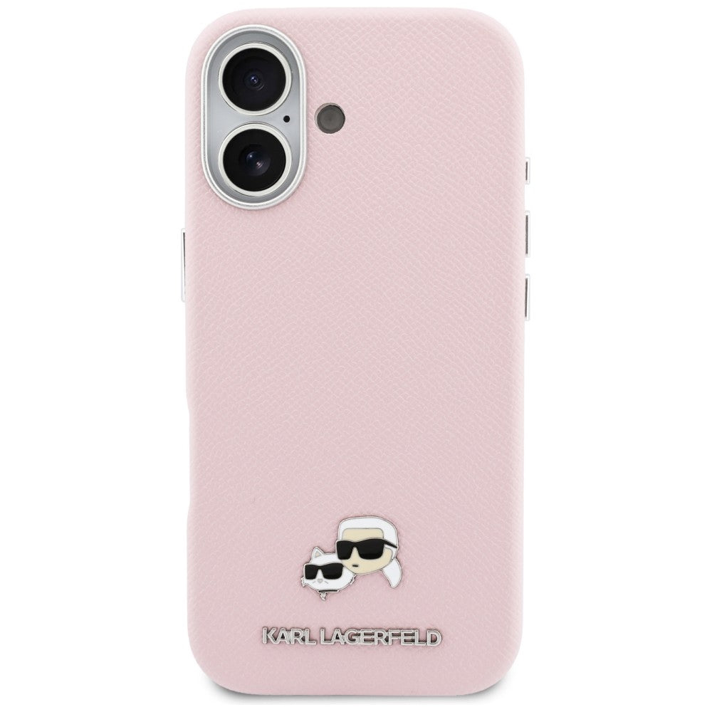 Karl Lagerfeld Karl & Choupette Head Pins Saffiano MagSafe Case til iPhone 17 - Pink