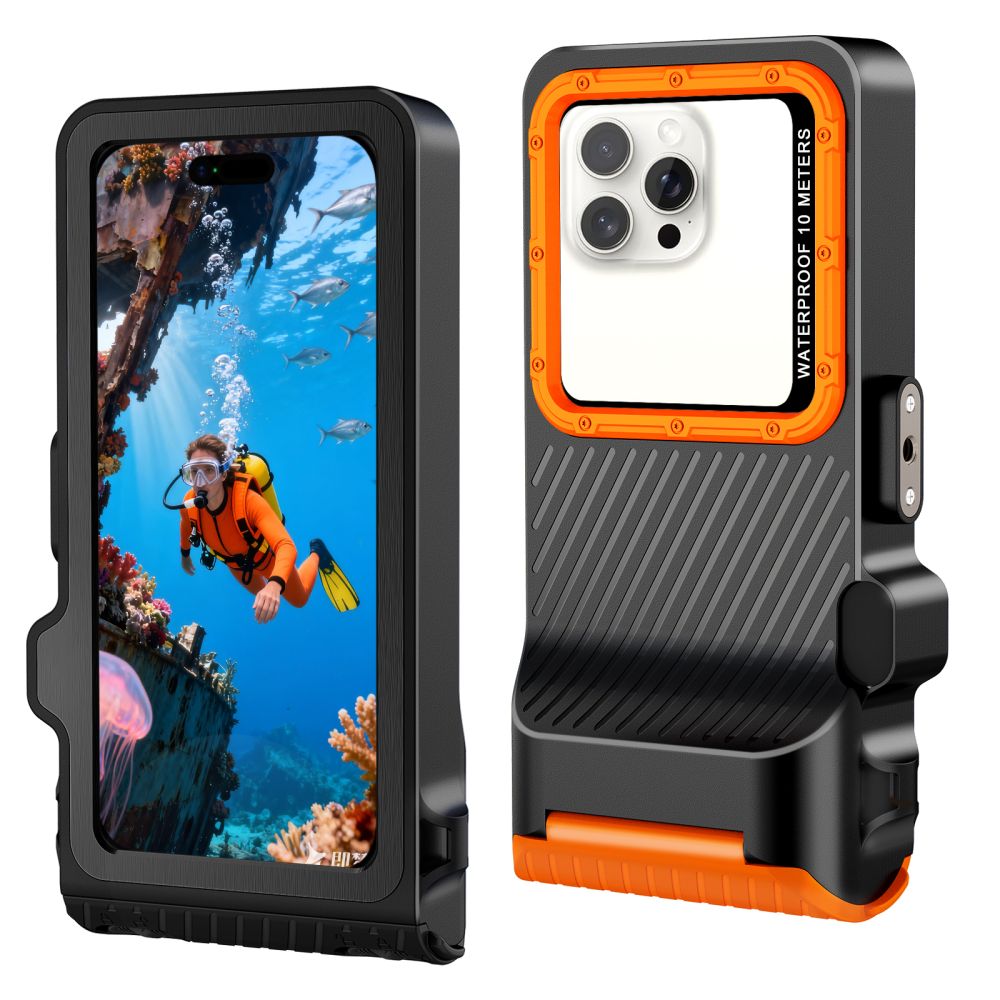 Tech-Protect IPX8 Pro vandtæt telefonfoder - orange og sort