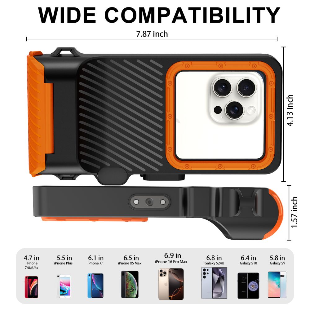 Tech-Protect IPX8 Pro vandtæt telefonfoder - orange og sort