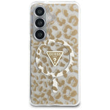 Guess IML Leopard Print Triangle MagSafe Case til Samsung Galaxy S26 - Brunt