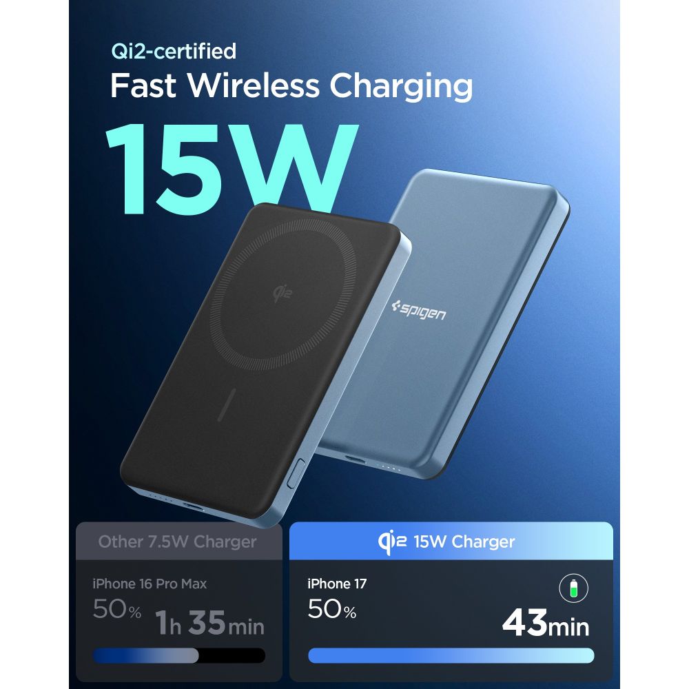 Spigen EA2205MQ Essential MagSafe 5000MAH 22.5W QI2 Power Bank - Navy Blue