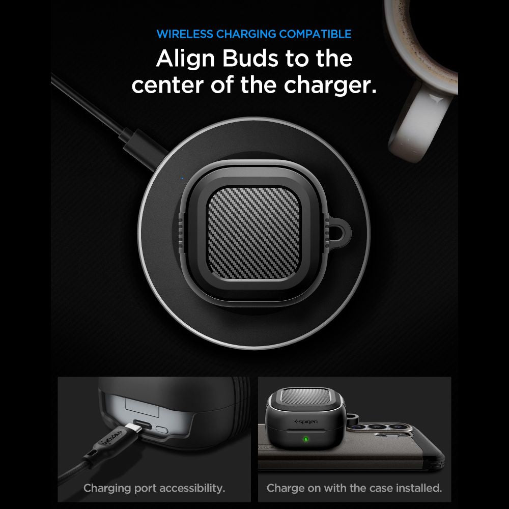 Spigen Rugged Armor Case til Samsung Galaxy Buds 4 / 4 Pro - Matte Black