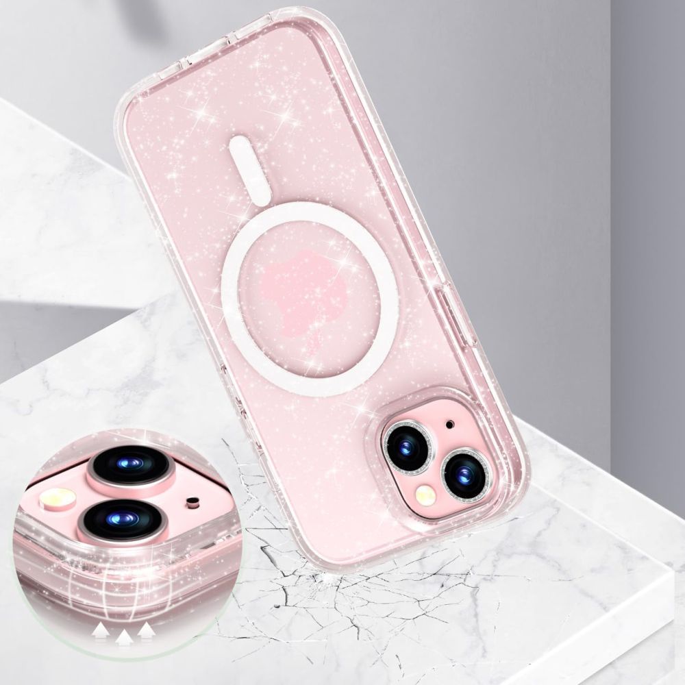 Tech Protect Flexair Hybrid Magsafe Iphone 15 Glitter Clear