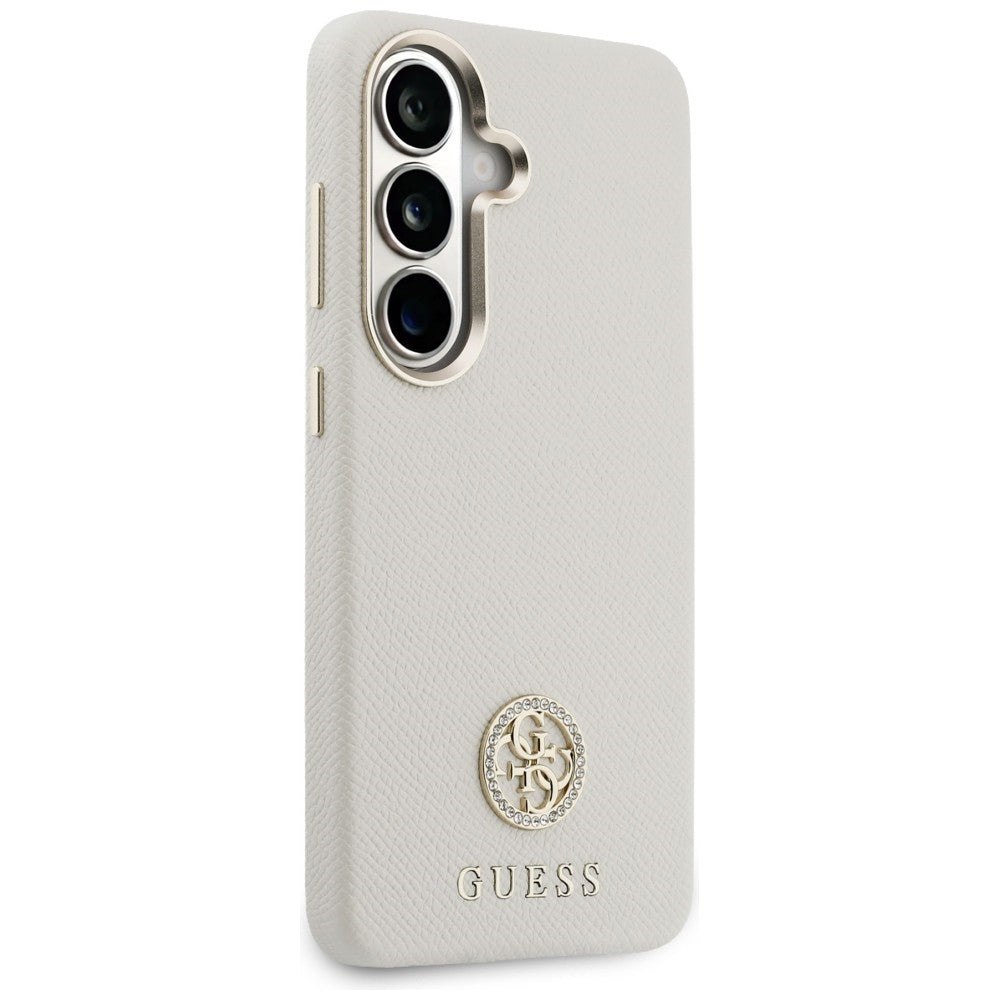Guess Rhinestone Round Logo MagSafe Case til Samsung Galaxy S26 - Beige