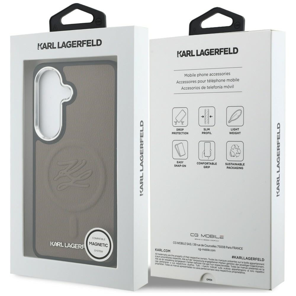 Karl Lagerfeld Embossed Ring Initialer MagSafe Case til Samsung Galaxy S26+ - Brunt