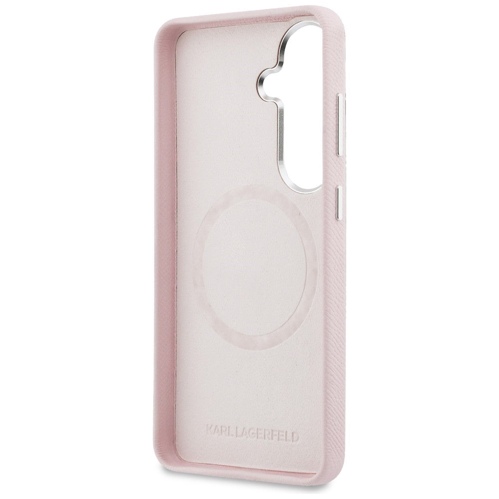 Karl Lagerfeld Saffiano KC Metal Logo MagSafe Case til Samsung Galaxy S26 - Pink