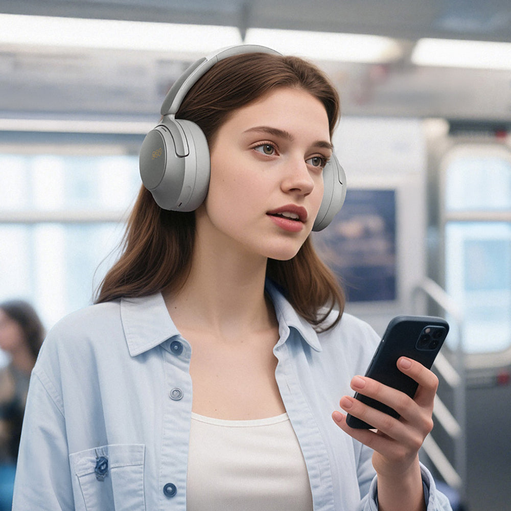 QCY H3S Wireless On-Ear Headphones with LDAC and ANC Noise Cancellation - Gray