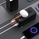 Powerbank Wozinsky W8-B 50000mAh 30W 2xUSB-A og 2xUSB-C og USB micro med lommelygte - sort