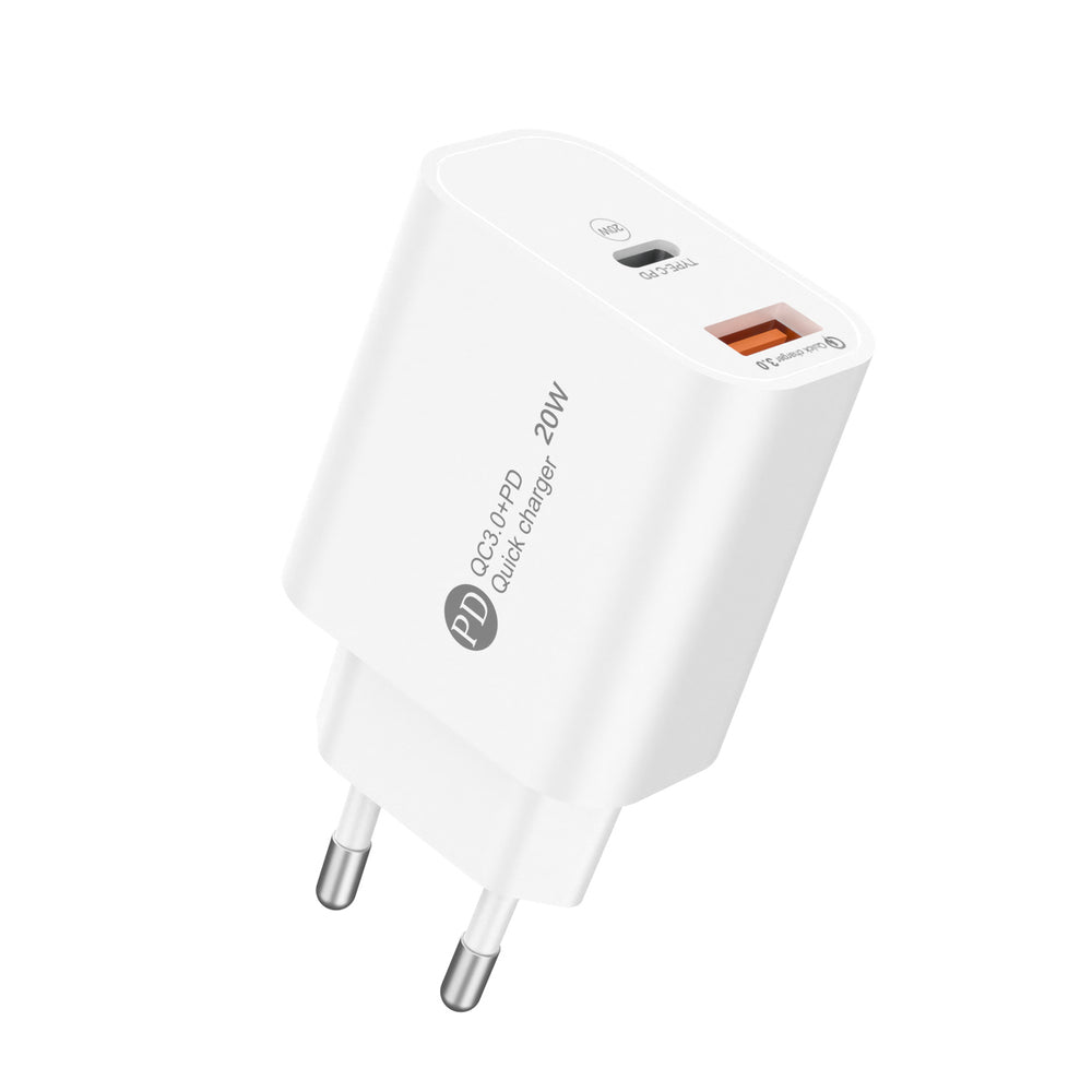 Wozinsky WLS-20W 20W USB-A USB-C Wall Charger med 1m USB-C - USB-C-kabel - hvid