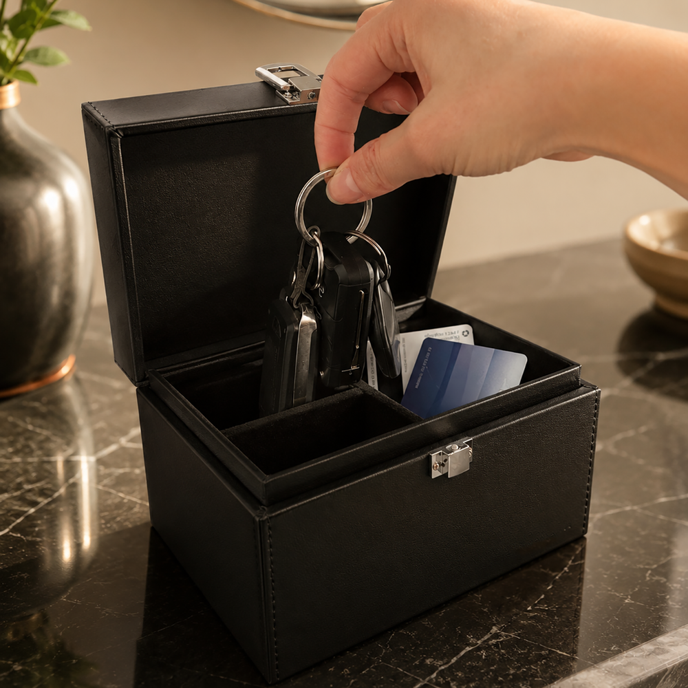 Wozinsky WPB-R16 RFID Blocking Box for Keyless Keys with Compartments 16x12x9 cm - Black