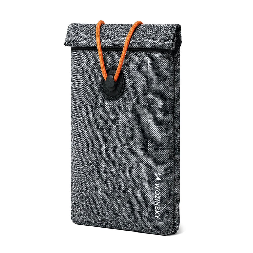 Wozinsky WPB-R12 RFID-blokerende telefoncover med klap og snor 21,5x12 cm - Grå