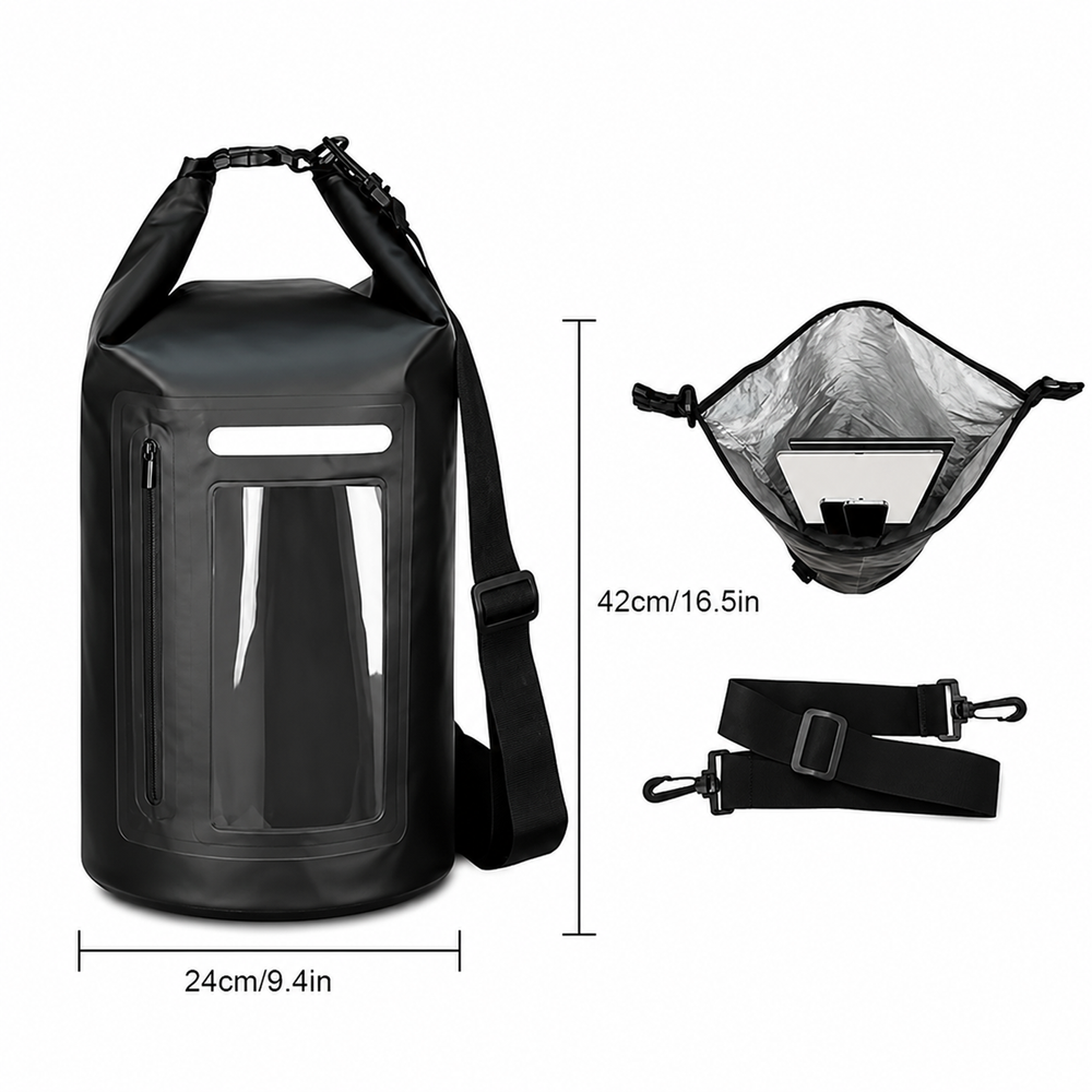 WNA-15L waterproof bag for a 15 l sup kayak with an RFID blocking divider - black