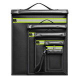 Set of 5 Fireproof RFID Blocking Bags OTN-5R with Handle and Reflector - Black