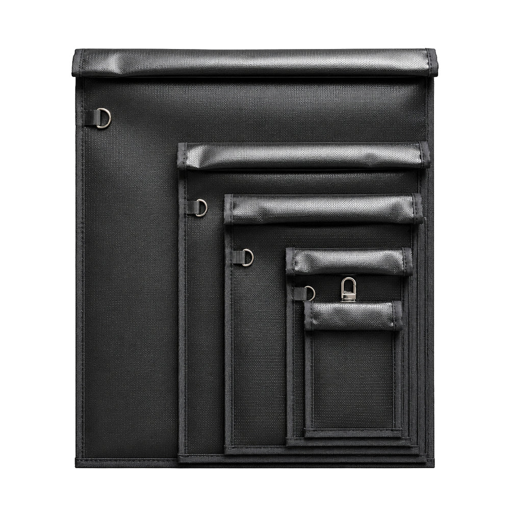 Set of 5 Fireproof OTN-5 RFID Signal Blocking Bags - Black
