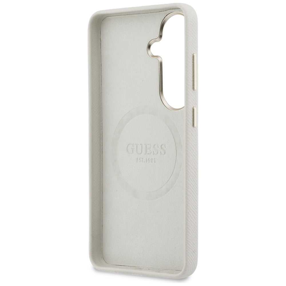 Guess Rhinestone Round Logo MagSafe Case til Samsung Galaxy S26+ - Beige