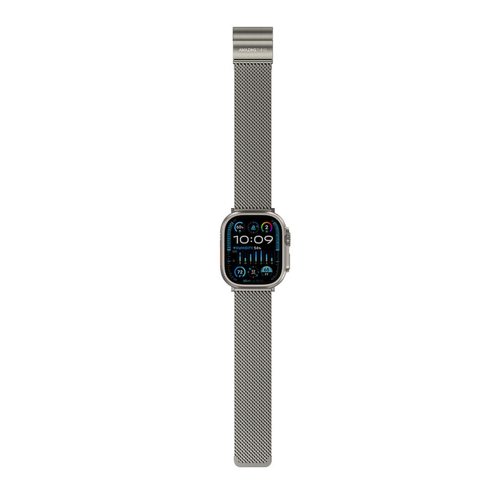AmazingThing Titan Premium Metal Band til AppleWatch 38/40/41/42/44/45/46/49 mm - Sølv
