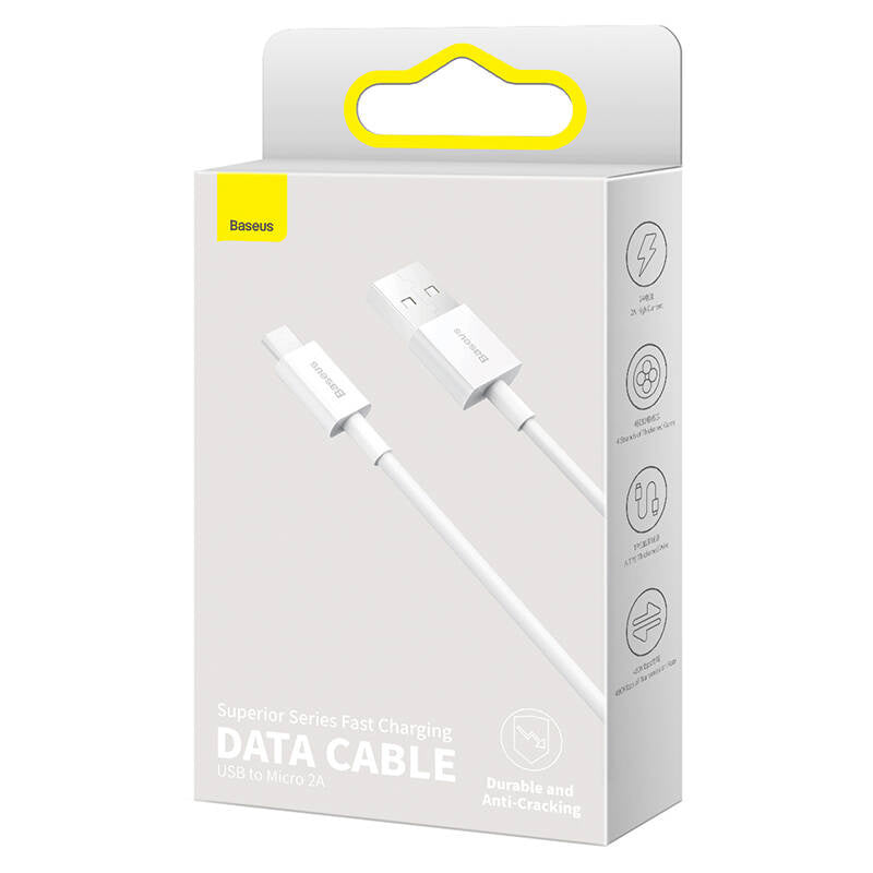 Baseus Superior-serien Kabel USB til micro USB, 2A, 1m (hvid)