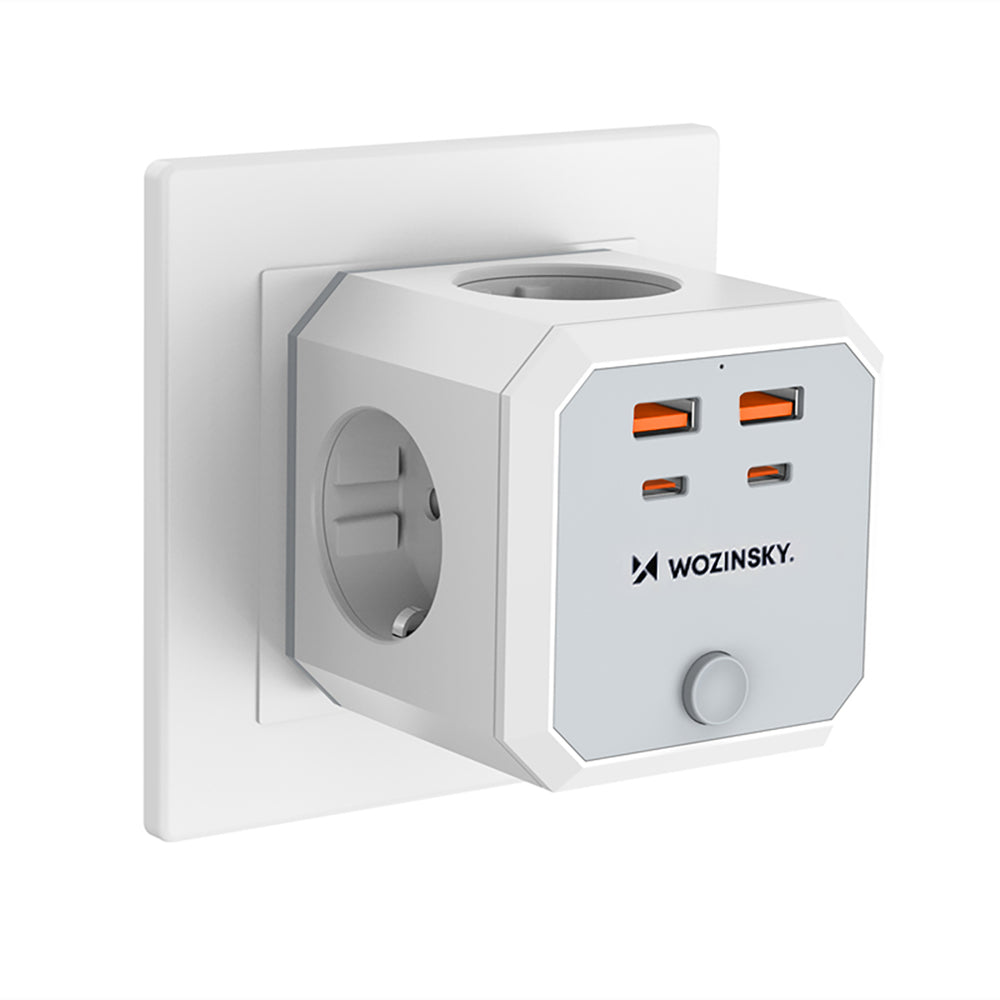 Wozinsky WKZ-4B Power Cube 4x AC 2x USB-A 2x USB-C PD 20 W 4000 W - White