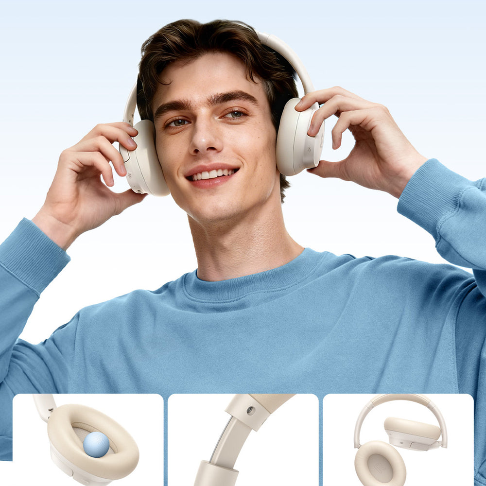 Baseus Bass BH1 NC Lite Wireless Over-Ear Headphones with ANC - White