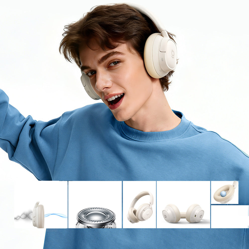Baseus Bass BH1 NC Lite Wireless Over-Ear Headphones with ANC - White