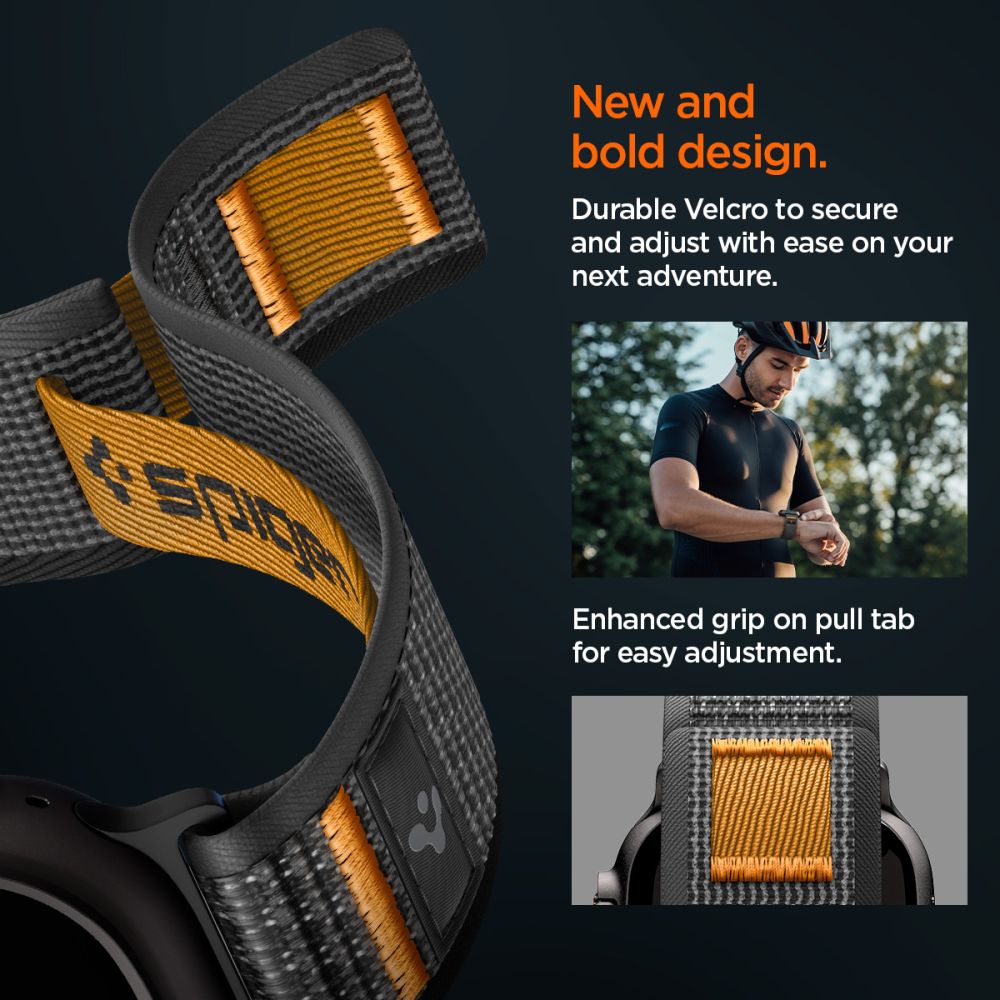 Spigen Athlex Air 2 rem til Apple Watch (44 / 45 / 46 / 49 mm) - sort og orange