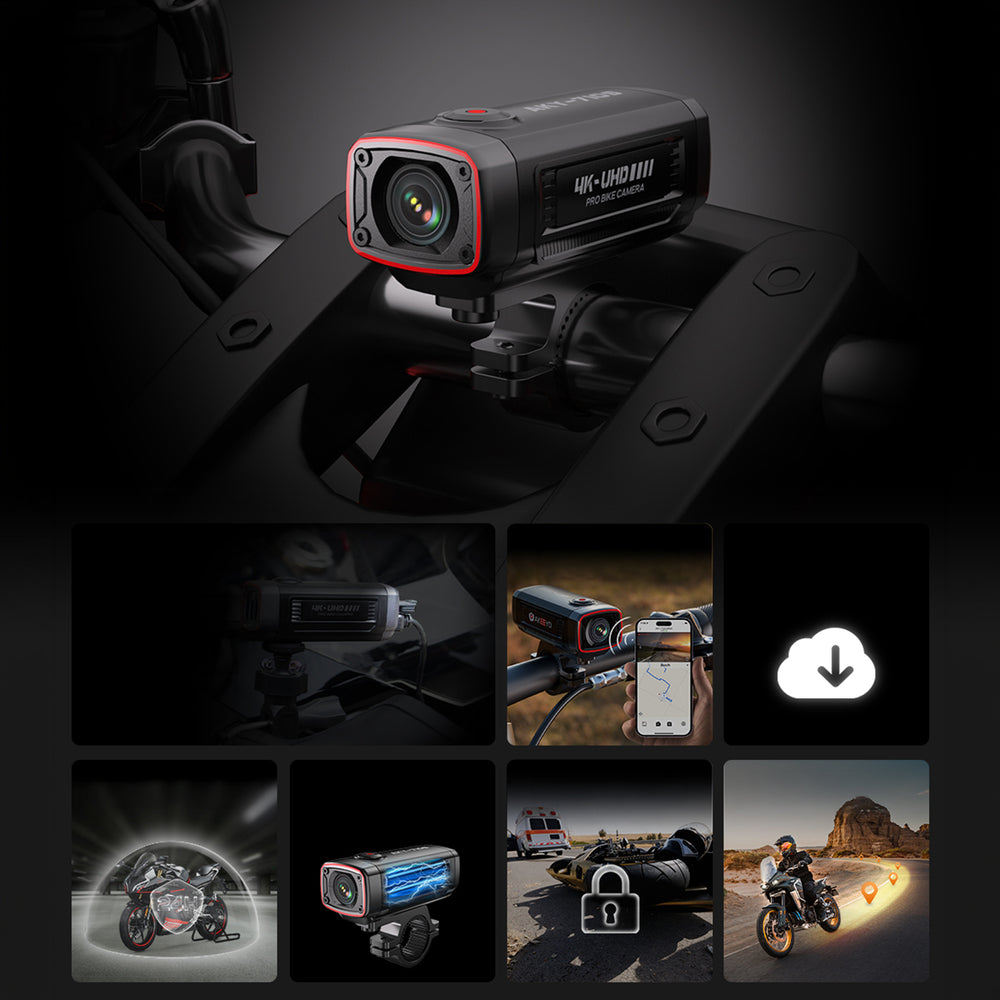 AKEEYO AKY-710S 4K Motorcycle Handlebar Video Recorder - Black