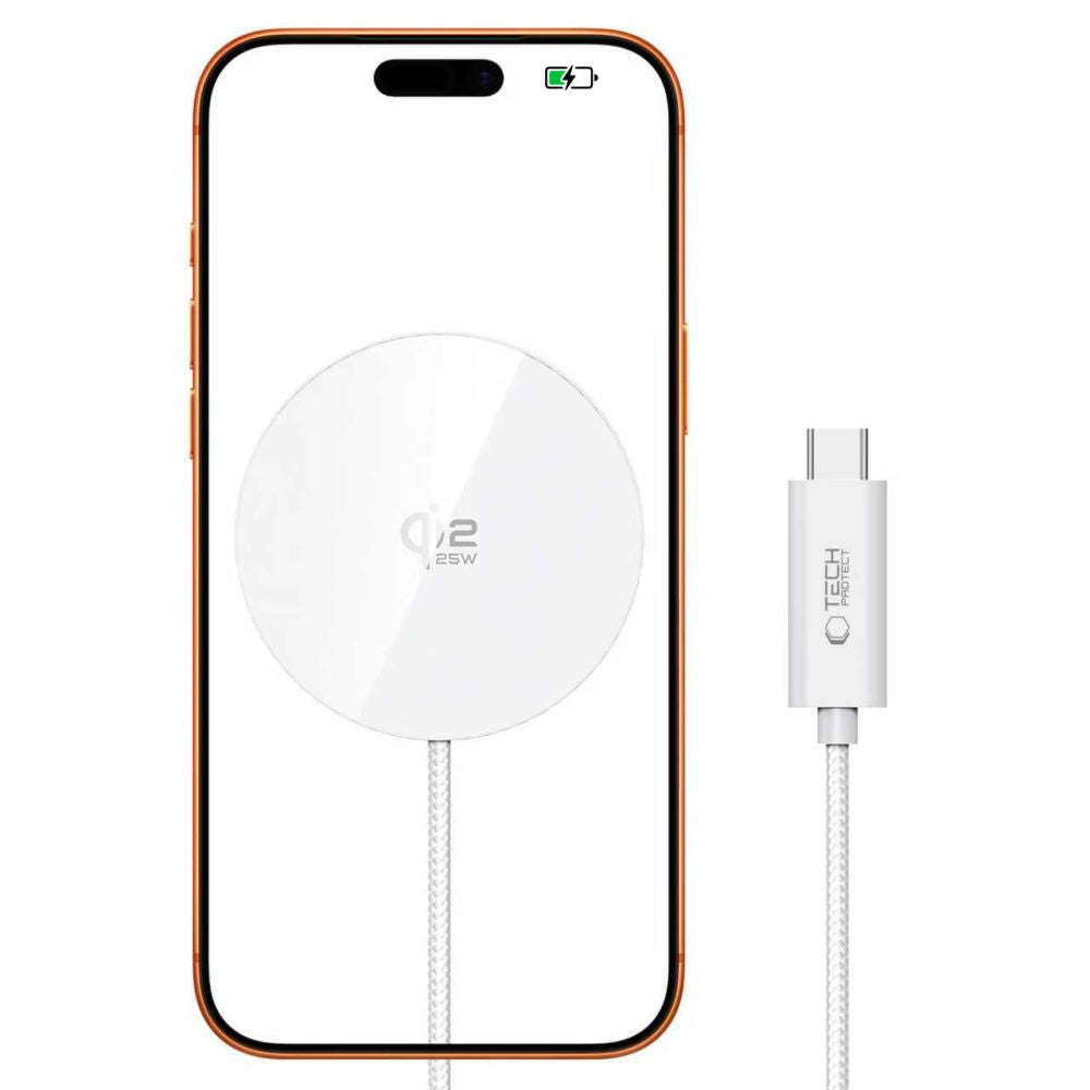 Tech-Protect A50 MagSafe 25W QI2.2 trådløs oplader - hvid