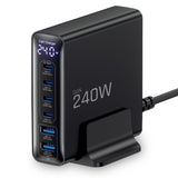 Tech-Protect DC240W-GaN opladningsstation 6 porte 4 x USB-C 2 x USB-A 240W QC3.0 - sort
