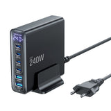 Tech-Protect DC240W-GaN opladningsstation 6 porte 4 x USB-C 2 x USB-A 240W QC3.0 - sort